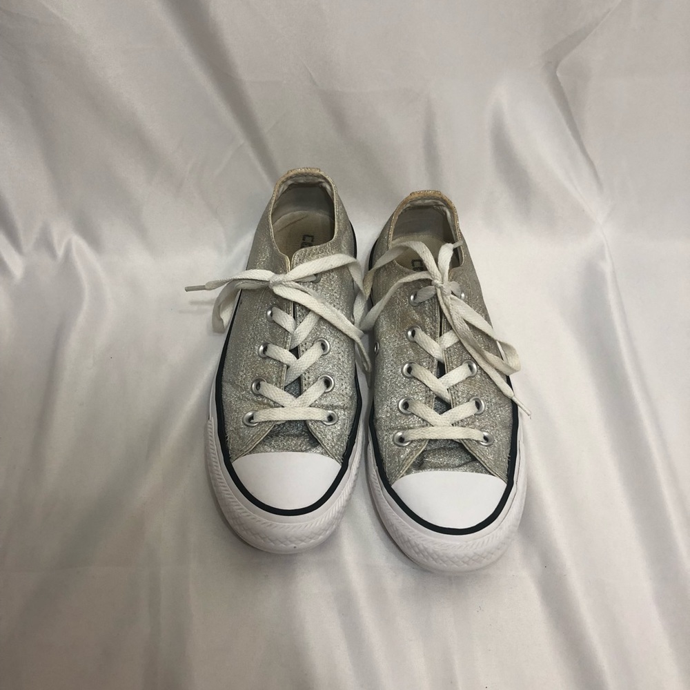 Silver glitter converse